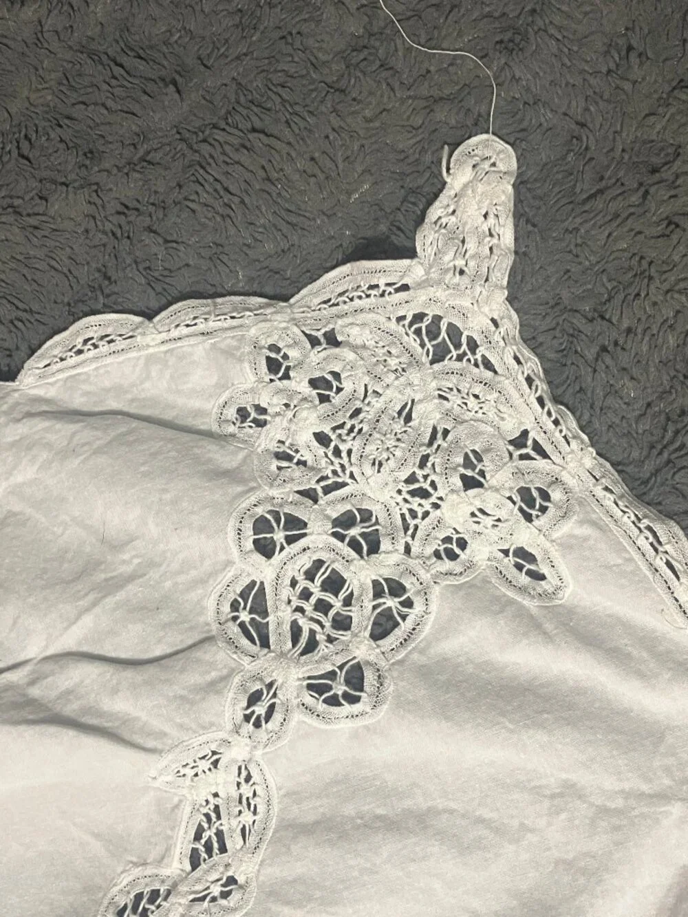 Vintage Battenburg Lace Cotton Large Tablecloth